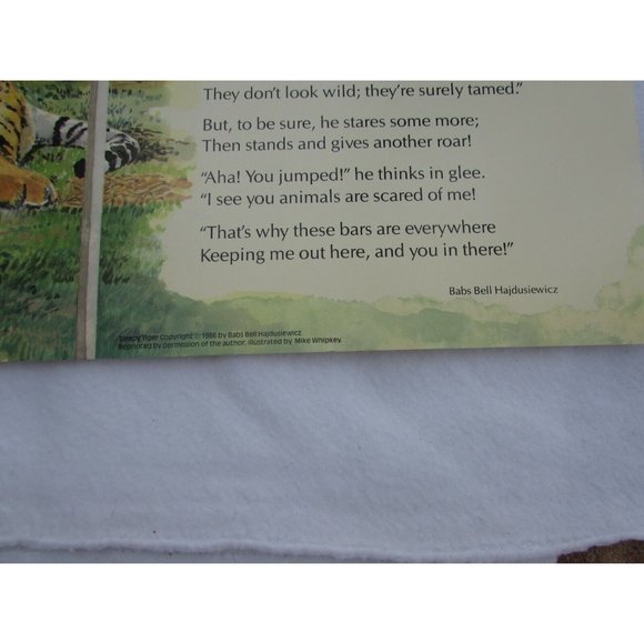 Sleepy Tiger Grade School Poster Babs Bell Hajdusiewicz 30246 Poetry VNTG - Picture 4 of 4